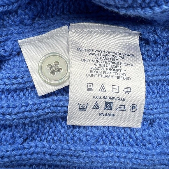 Lands End Blue Cable Knit Crewneck Sweater Size L 14-16 - Picture 9 of 9